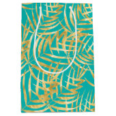 Gold Palm Leaves op Turquoise Medium Cadeauzakje (Voorkant)