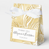 Gold Palm Leaves Tropical Wedding Bedankdoosjes (Voorkant Zijde)
