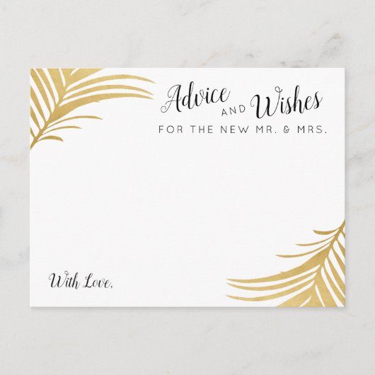 Gold Palm Leaves Wedding Advice en Wint Kaarten (Voorkant)
