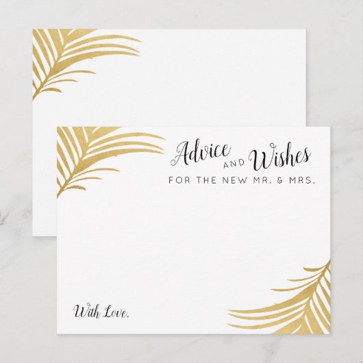 Gold Palm Leaves Wedding Advice en Wint Kaarten (Voorkant / Achterkant)