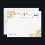Gold Palm Leaves Wedding Advice en Wint Kaarten<br><div class="desc">Moderne tropische gouden palmvloerbedekking op een moderne en elegante trouwerij voor bezoekers. Ideaal voor tropische strandbruiloften. * * * * * * * * * * * * Klik op VERDER aanpassen om de achtergrondkleur, lettertypen en tekstindeling te wijzigen. * * * * * * * * * * *...</div>