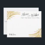 Gold Palm Leaves Wedding Advice en Wint Kaarten<br><div class="desc">Moderne tropische gouden palmvloerbedekking op een moderne en elegante trouwerij voor bezoekers. Ideaal voor tropische strandbruiloften. * * * * * * * * * * * * Klik op VERDER aanpassen om de achtergrondkleur, lettertypen en tekstindeling te wijzigen. * * * * * * * * * * *...</div>