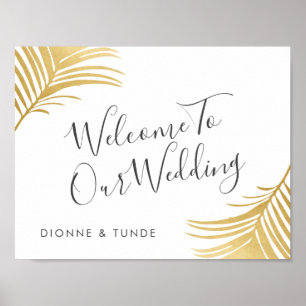 Gold Palm Leaves Welcome Weduwbord Poster