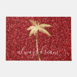 Gold Palm Tree Dream Red Glitter Deurmat