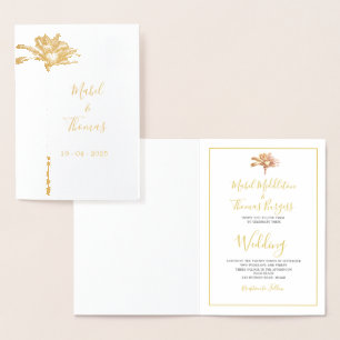 Gold Palm Tree Elegant Script Weddenschap Folie Kaarten