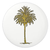 Gold Palm Tree en uw kleur Keramische Knop (Voorkant)