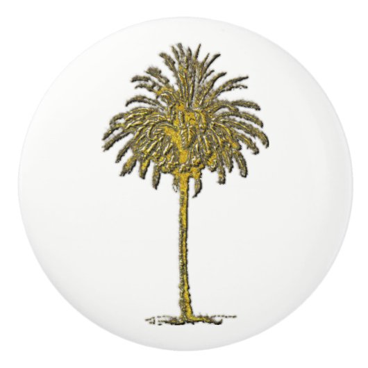 Gold Palm Tree en uw kleur Keramische Knop (Voorkant)