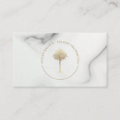 Gold Palm Tree Logo Marble Pattern Visitekaartje (Voorkant)