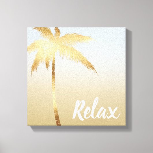 Gold Palm Tree Ombre Canvas Afdruk (Voorkant)