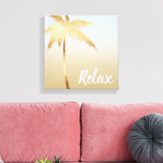 Gold Palm Tree Ombre Canvas Afdruk (Insitu (Woonkamer))