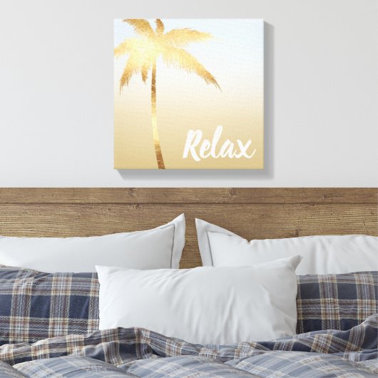 Gold Palm Tree Ombre Canvas Afdruk (Insitu (Slaapkamer))