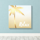 Gold Palm Tree Ombre Canvas Afdruk (Insitu (Houten vloer))