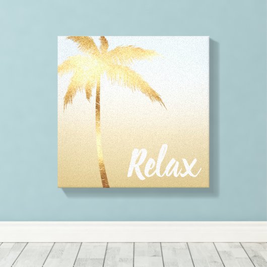 Gold Palm Tree Ombre Canvas Afdruk (Insitu (Houten vloer))