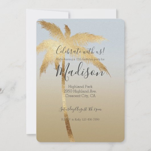 Gold Palm Tree Ombre Kaart (Voorkant)