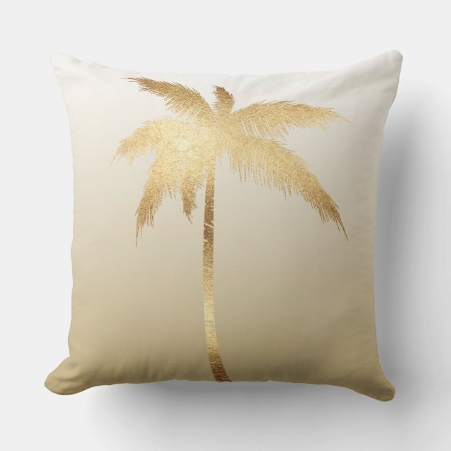 Gold Palm Tree Ombre Kussen (Voorkant)