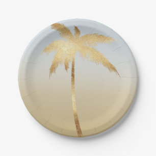 Gold Palm Tree Ombre Papieren Bordje