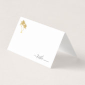 Gold Palm Tree Place Card met Beach Donatie-gedich Visitekaartje (Voorkant)
