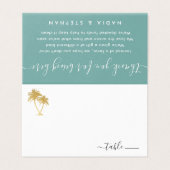 Gold Palm Tree Place Card met Beach Donatie-gedich Visitekaartje (Buitenkant ongevouwen)