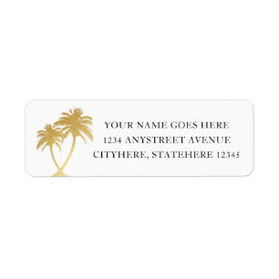 Gold Palm Tree Tropical Island Beach Adres Etiket