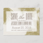 Gold Palm Tree Tropical Wedding Save the Date Aankondigingskaart (Voorkant)