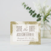 Gold Palm Tree Tropical Wedding Save the Date Aankondigingskaart (Staand voorkant)