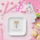 Gold Palm Tree Warm Holiday Wishes Party Papieren Bordje (Feest)
