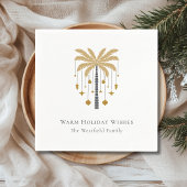 Gold Palm Tree Warm Holiday Wishes Party Servet