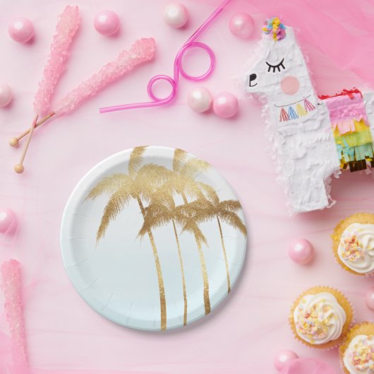 Gold Palm Trees Ombre Papieren Bordje (Feest)
