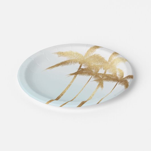 Gold Palm Trees Ombre Papieren Bordje (Gekanteld)