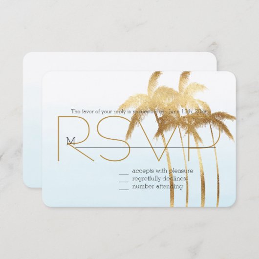 Gold Palm Trees Ombre RSVP (Voorkant / Achterkant)