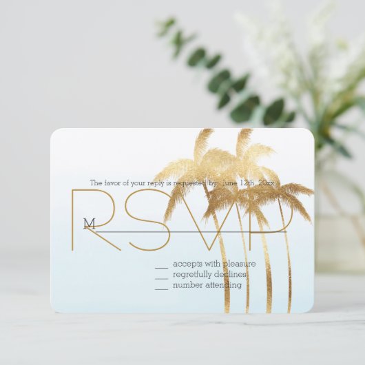 Gold Palm Trees Ombre RSVP (Staand voorkant)