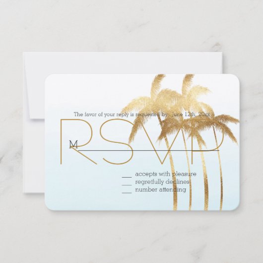 Gold Palm Trees Ombre RSVP (Voorkant)