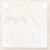 Gold Palm Trees Pink Ombre Glitter Dream Glazen Onderzetter (Achterkant)