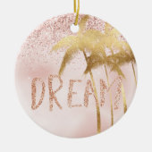 Gold Palm Trees Pink Ombre Glitter Dream Keramisch Ornament (Voorkant)