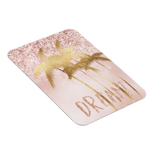 Gold Palm Trees Pink Ombre Glitter Dream Magneet (Rechterzijde)