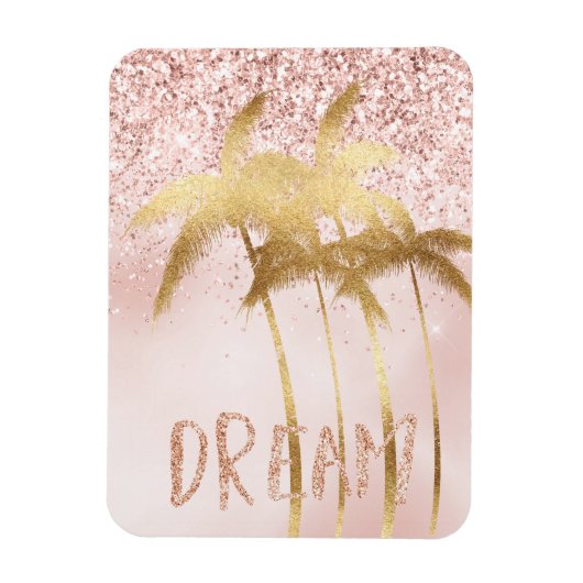 Gold Palm Trees Pink Ombre Glitter Dream Magneet (Verticaal)