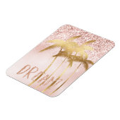 Gold Palm Trees Pink Ombre Glitter Dream Magneet (Linkerzijde)