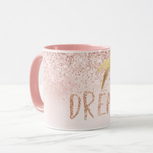 Gold Palm Trees Pink Ombre Glitter Dream Mok (Voorkant links)