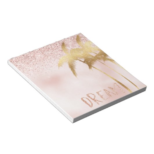 Gold Palm Trees Pink Ombre Glitter Dream Notitieblok (Schuin)