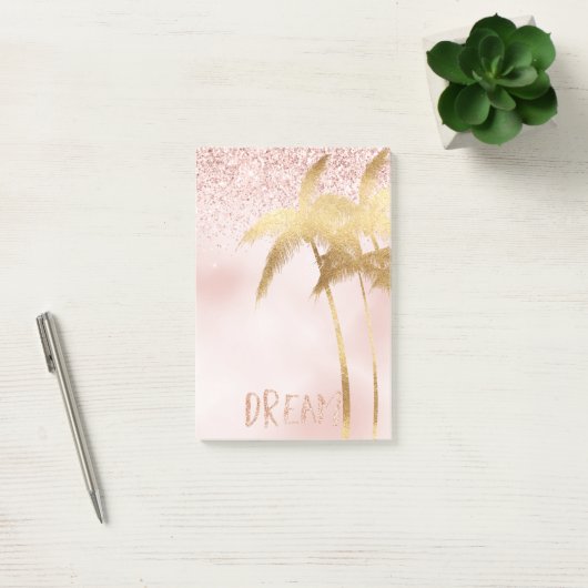 Gold Palm Trees Pink Ombre Glitter Dream  Post-it® Notes (Kantoor)