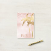 Gold Palm Trees Pink Ombre Glitter Dream Post-it® Notes (Op bureau)