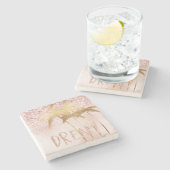 Gold Palm Trees Pink Ombre Glitter Dream Stenen Onderzetter (Zijkant)