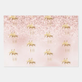 Gold Palm Trees Pink Ombre Glitter Inpakpapier Vel (Voorkant)