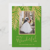 Gold Palm Tropical kerstfoto Feestdagenkaart (Voorkant)