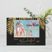 Gold Palms Photo Collage Kerstmis Feestdagenkaart (Staand voorkant)