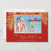 Gold Palms Photo Collage Kerstmis Feestdagenkaart (Voorkant)