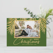 Gold Palms Topical kerstfoto Feestdagenkaart (Staand voorkant)