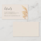 Gold Pampas Boho Rustic Glam Wedding Details Informatiekaartje (Voorkant / Achterkant)