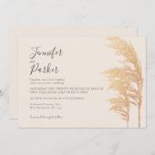 Gold Pampas Boho Rustic Woodsy Wedding Invitation Kaart (Voorkant / Achterkant)