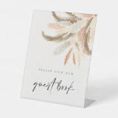 Gold Pampas Grass Guest Book Wedding C100 Reclamebord Met Voetstuk (Voorkant)